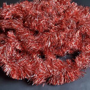 Red & White Shimmery Christmas Tree Tinsel Garland 21ft Vintage Holiday Festive